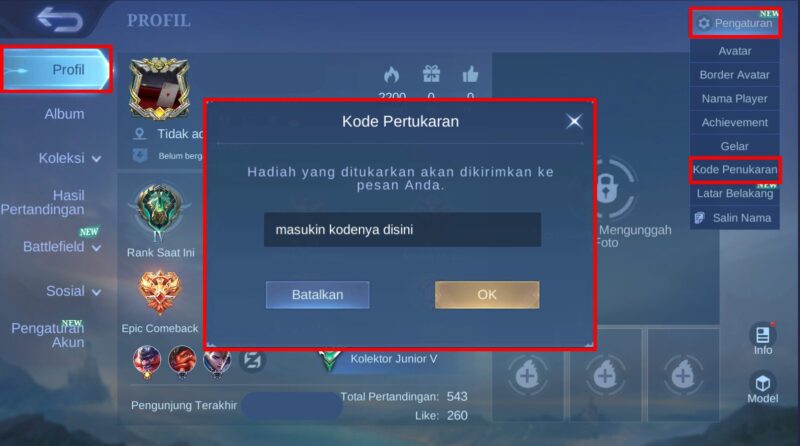 Cara Klaim atau Cara Menukarkan Kode Redeem Mobile Legends