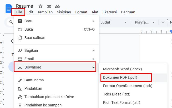 cara mengubah google docs ke pdf