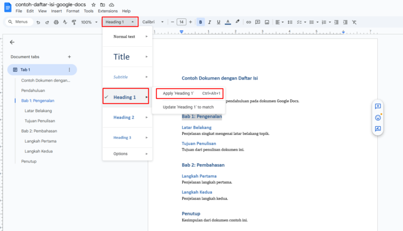 Cara Membuat Daftar Isi di Google Docs : Otomatis, Cepat dan Mudah