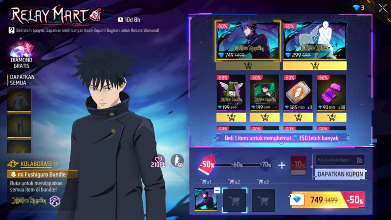 Karakter Jujutsu Kaisen Hadir di Free Fire