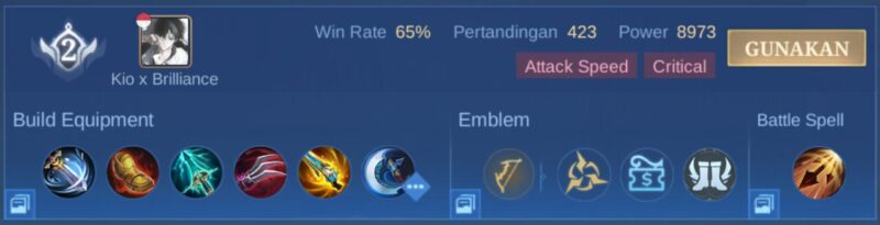 Build Miya Mobile Legends Terbaik  Pro Player