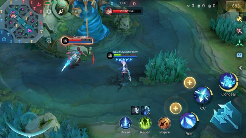 Miya Mobile Legends late game menjaga posisi saat team fight dekat turret
