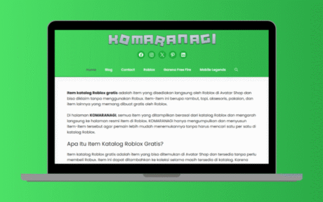 KOMARANAGI website informasi item Roblox gratis resmi dari katalog Roblox